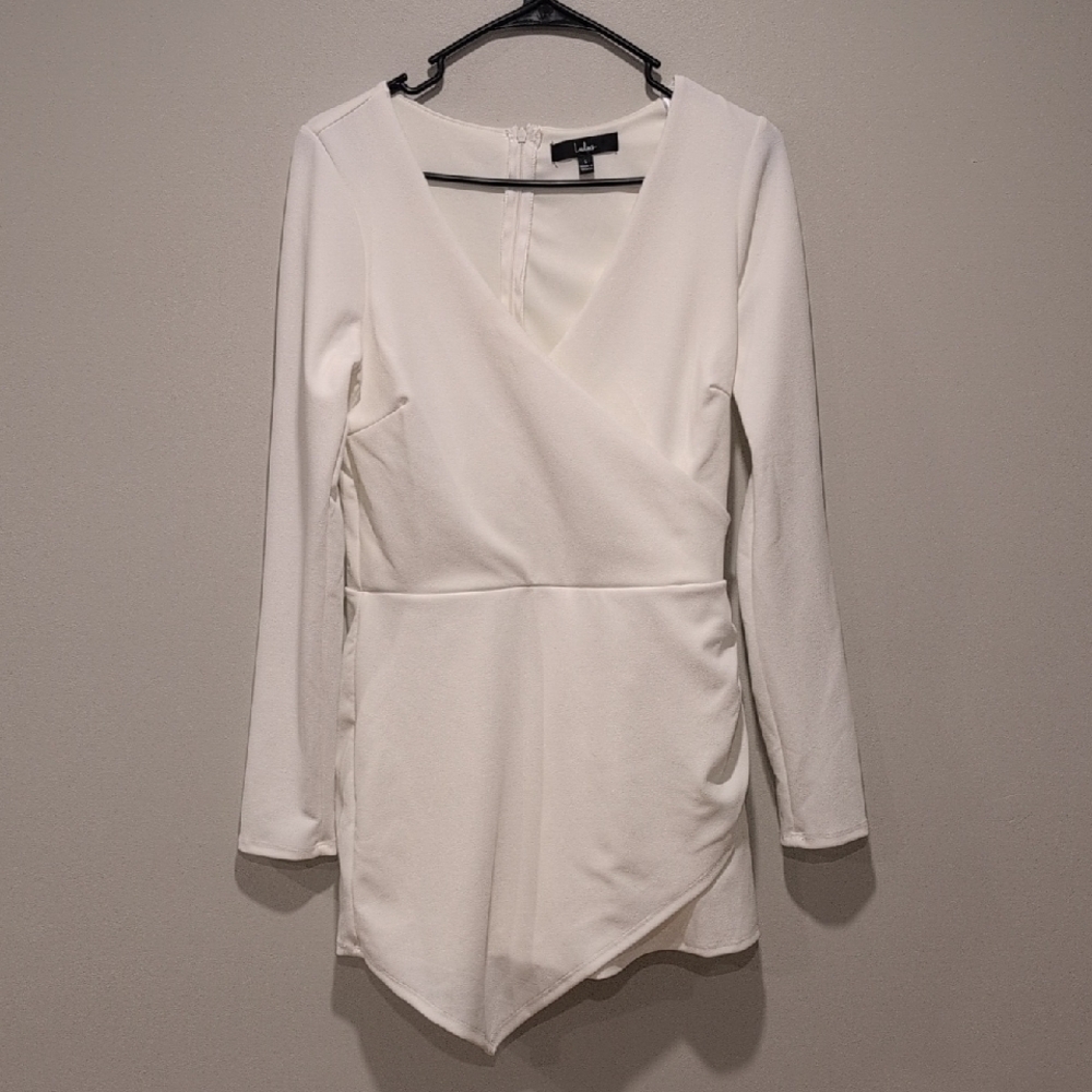 Lulu's Elegant White Wrap Blouse - Picture 1 of 4